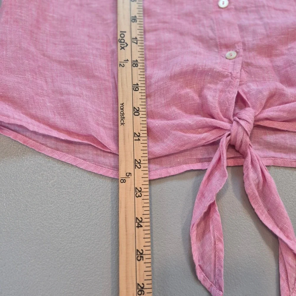 Talbots Pink 100%‎ Linen Sleeveless Button-Front Tie-Hem Top Women's Medium - Picture 9 of 9